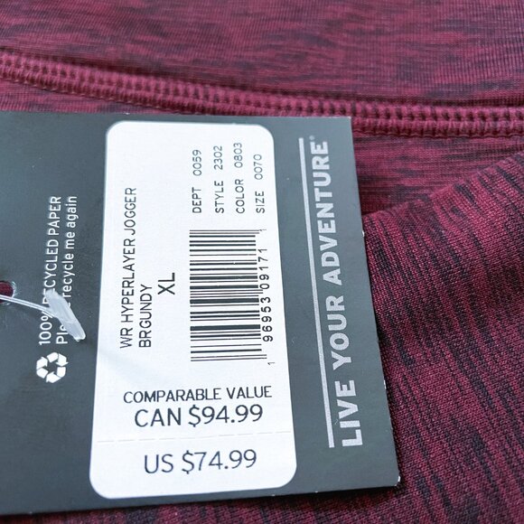 Firm. Eddie Bauer Hyperlayer XL Set, Pant &Top Burgundy. Athletics Yoga Pilates - Picture 3 of 16